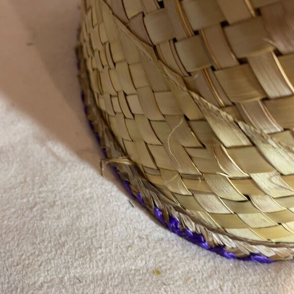 Vintage 1960s or 1970s Straw and Raffia Handbag or Small Tote Floral Beachy - Picture 12 of 16